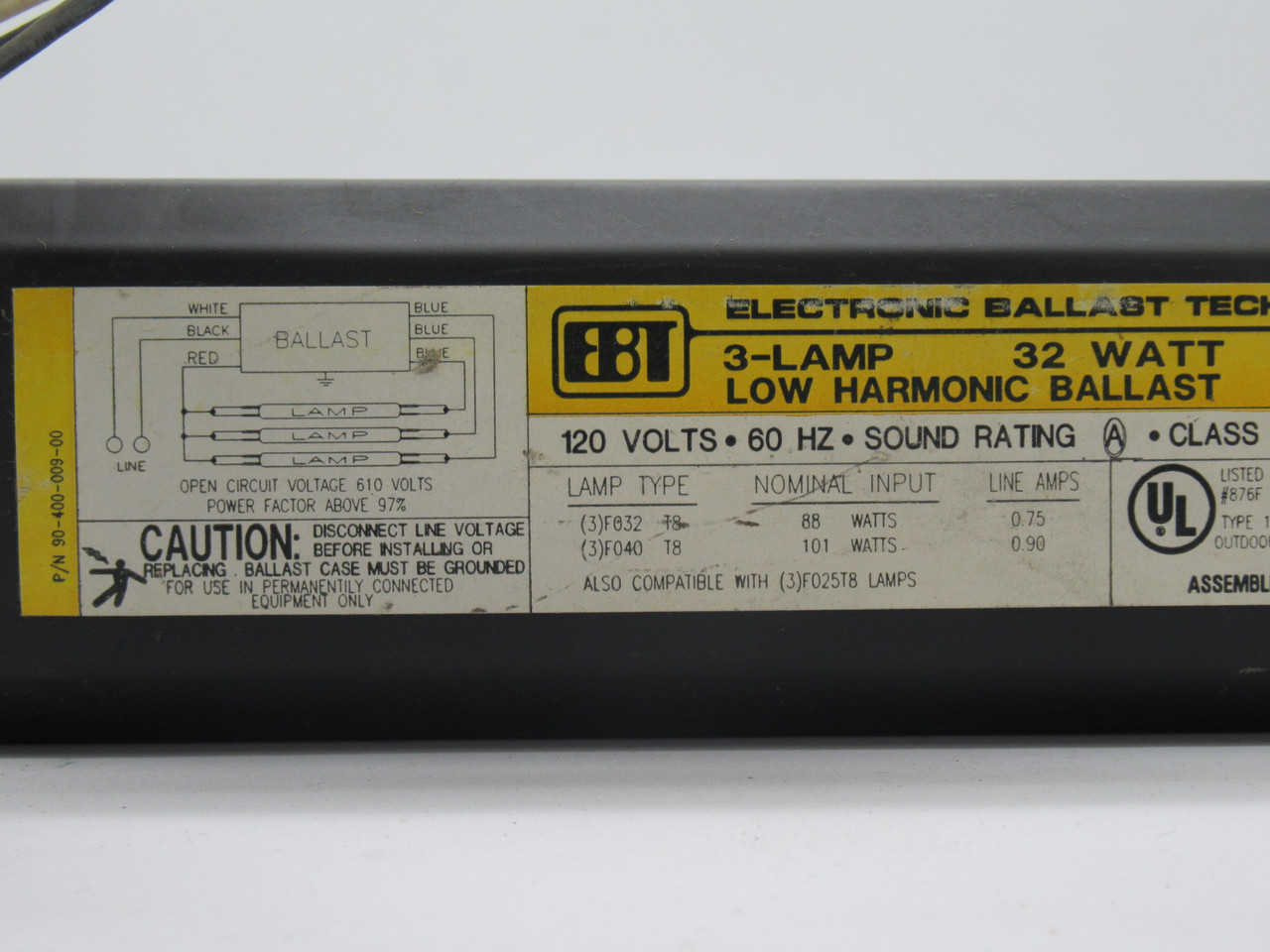 Electronic Ballast Tech SSB2-120/3/32IS LH Low Harmonic Ballast 120V 60Hz NOP