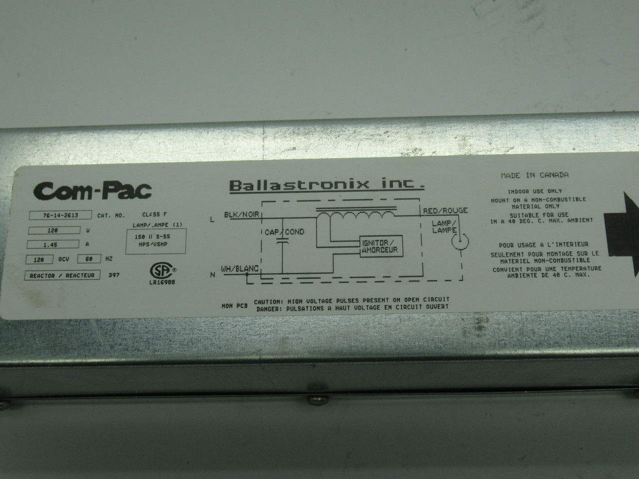 Ballastronix 76-14-2613 Magnetic Halide Ballast 150W 120V SHELF WEAR 2 PACK NEW