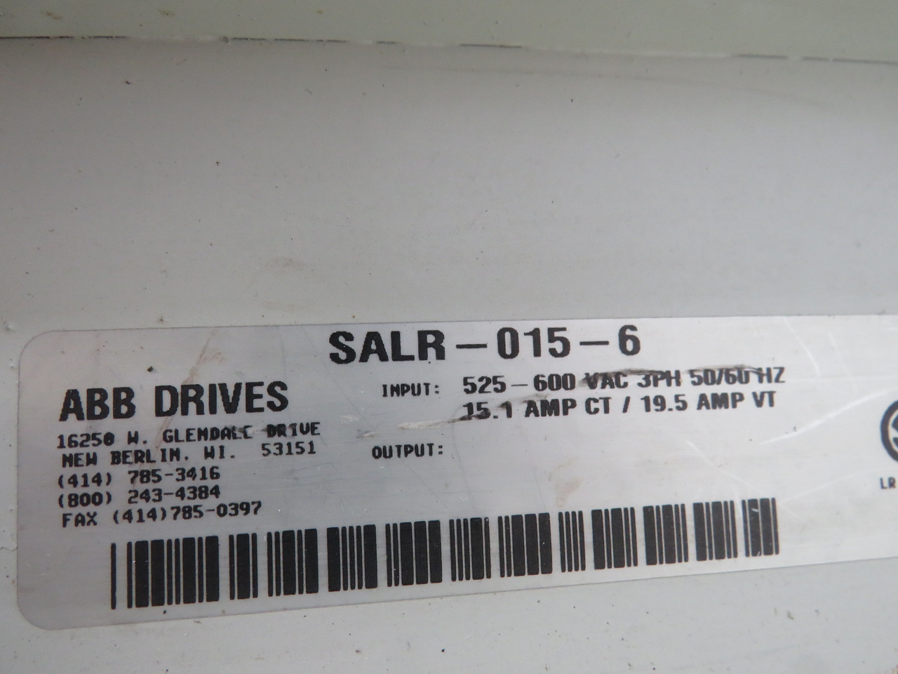 ABB SALR-015-6 Line Reactor 525-600VAC 3Ph 50/60Hz 15.1A CT 19.5A VT RUST USED