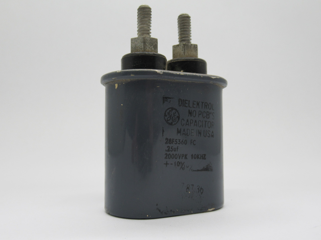 General Electric 28F5360 Dielektrol Capacitor .25uf 2000 VPK 10KHz USED