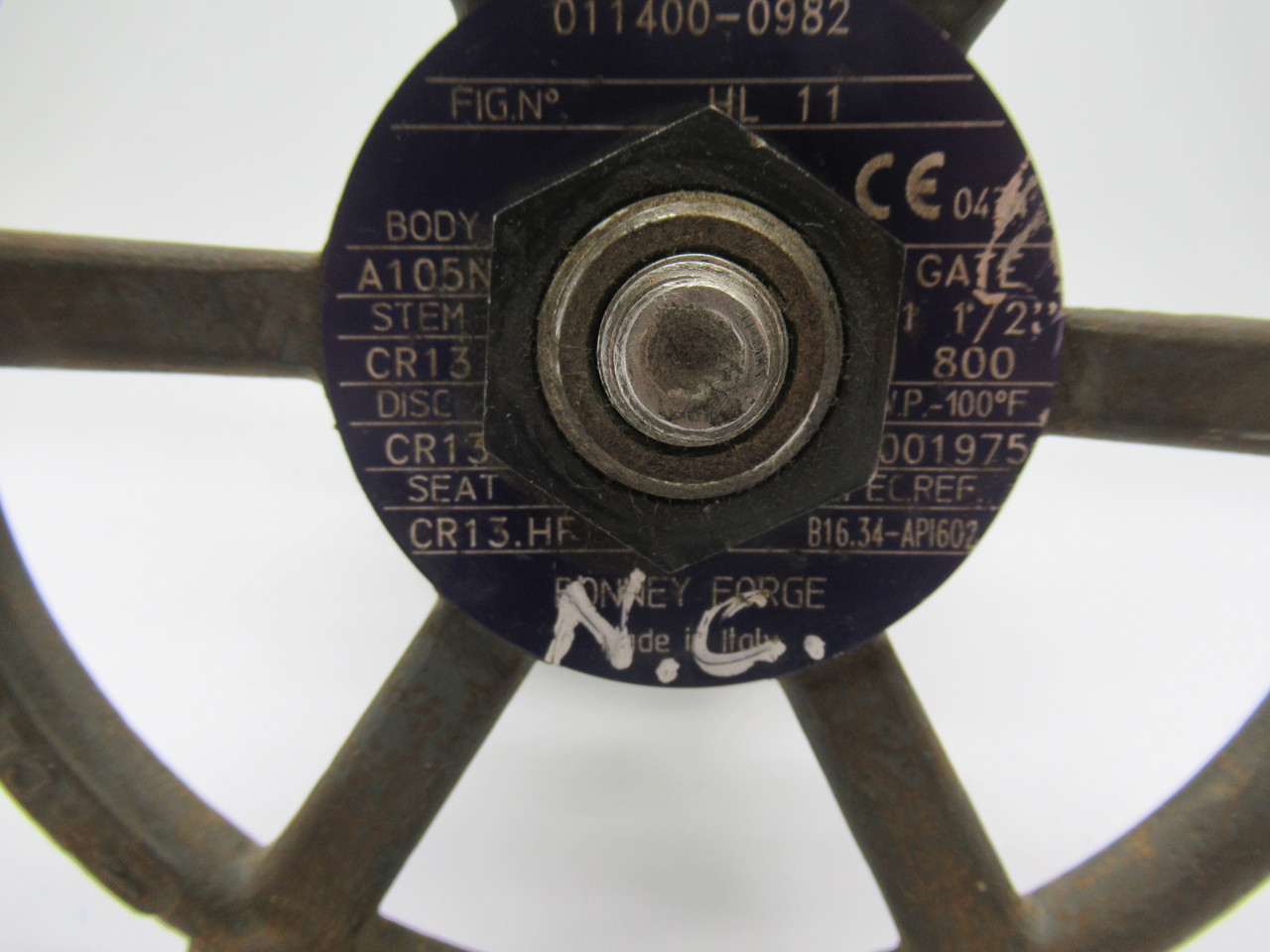 Bonney Forge HL-11 Gate Valve 1/2" Class 800 RUST USED