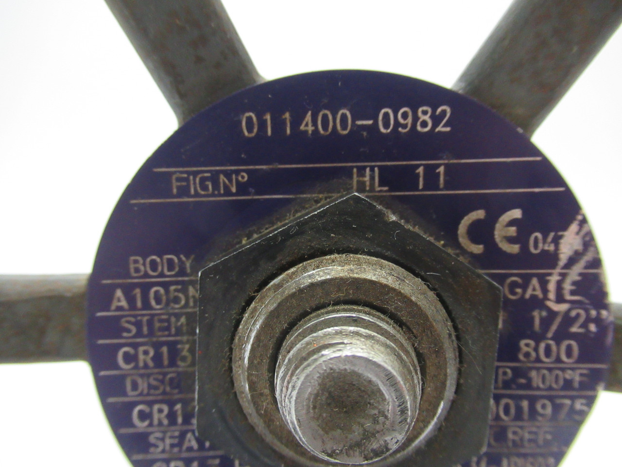 Bonney Forge HL-11 Gate Valve 1/2" Class 800 RUST USED