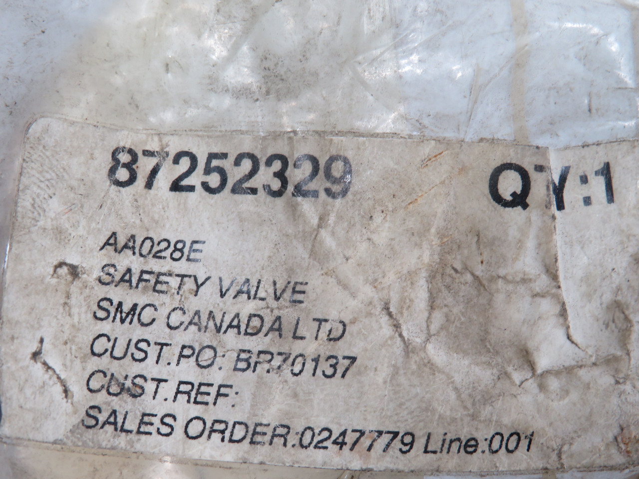 Sandvik 87252329 Safety Valve ! NOP !