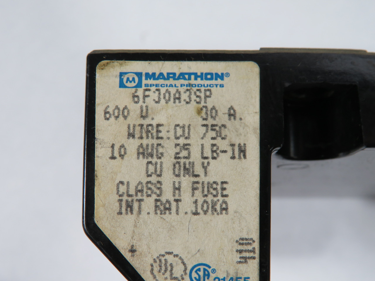 Marathon 6F30A3SP Fuse Holder 30A 600V 3-Pole USED