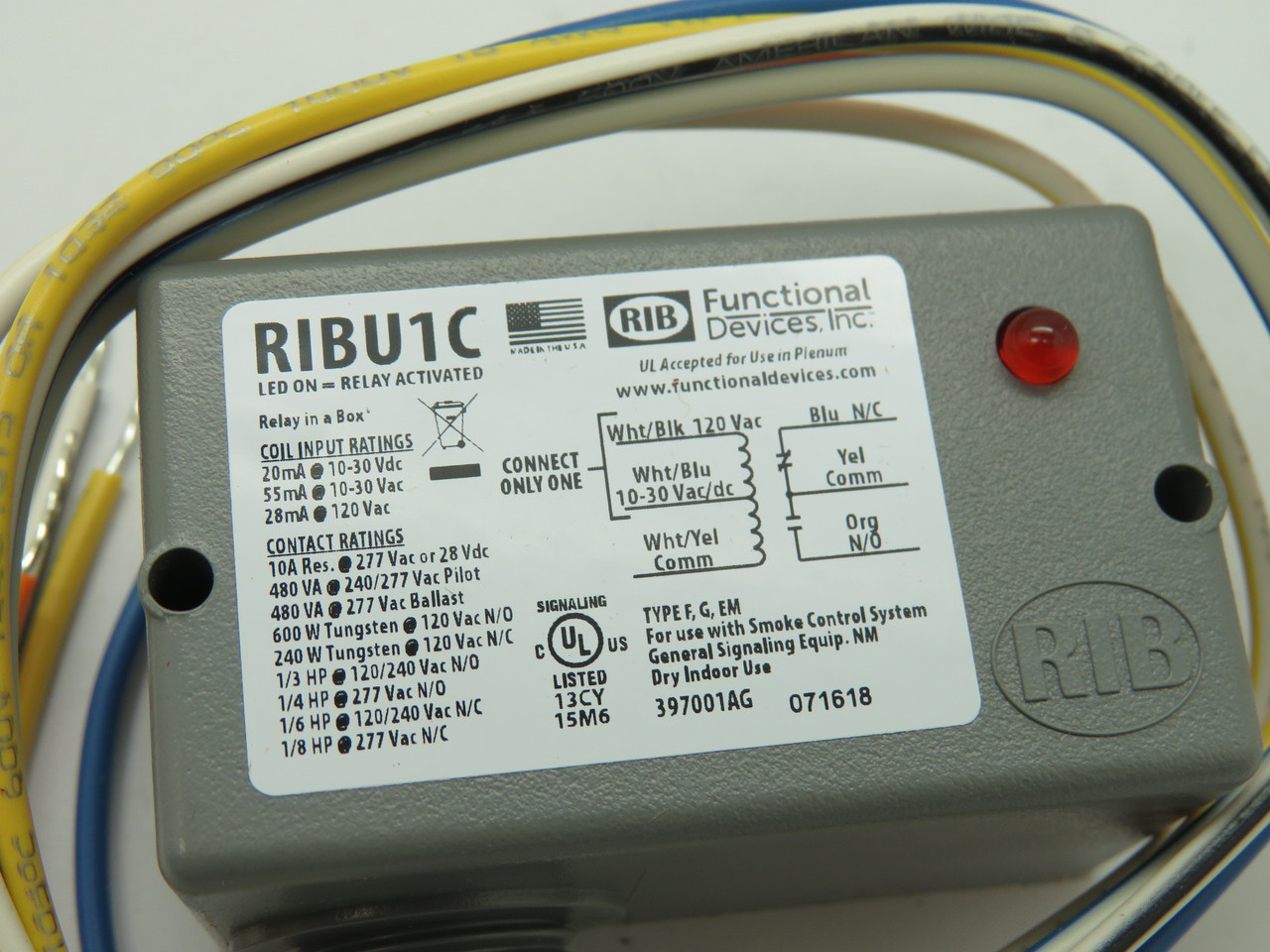 RIB RIBU1C Pilot Control Relay 10-30VAC/DC 120VAC 10A NEW