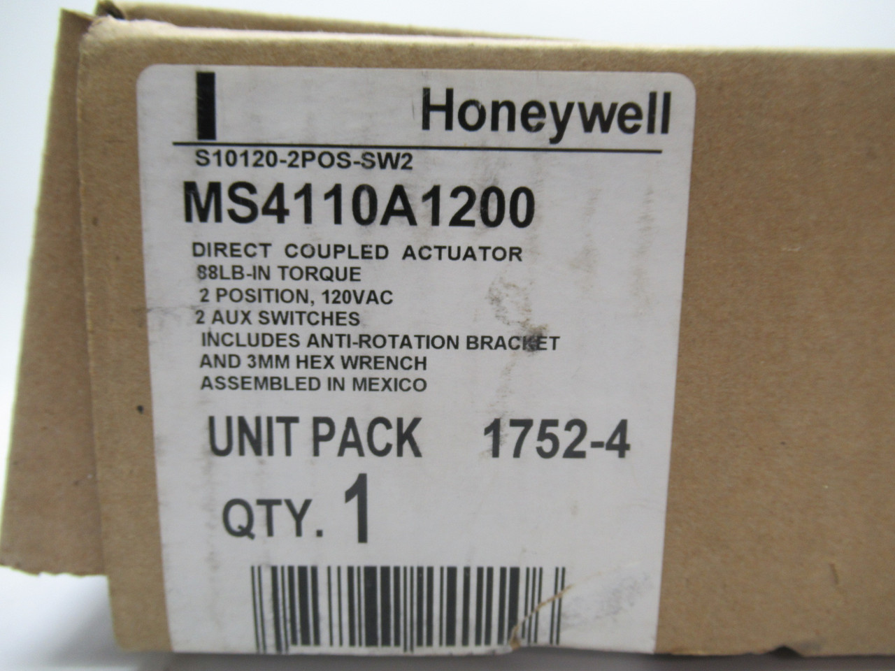Honeywell MS4110A1200 Direct Coupled Actuator 120VAC 50/60Hz 45VA 2-Position NEW