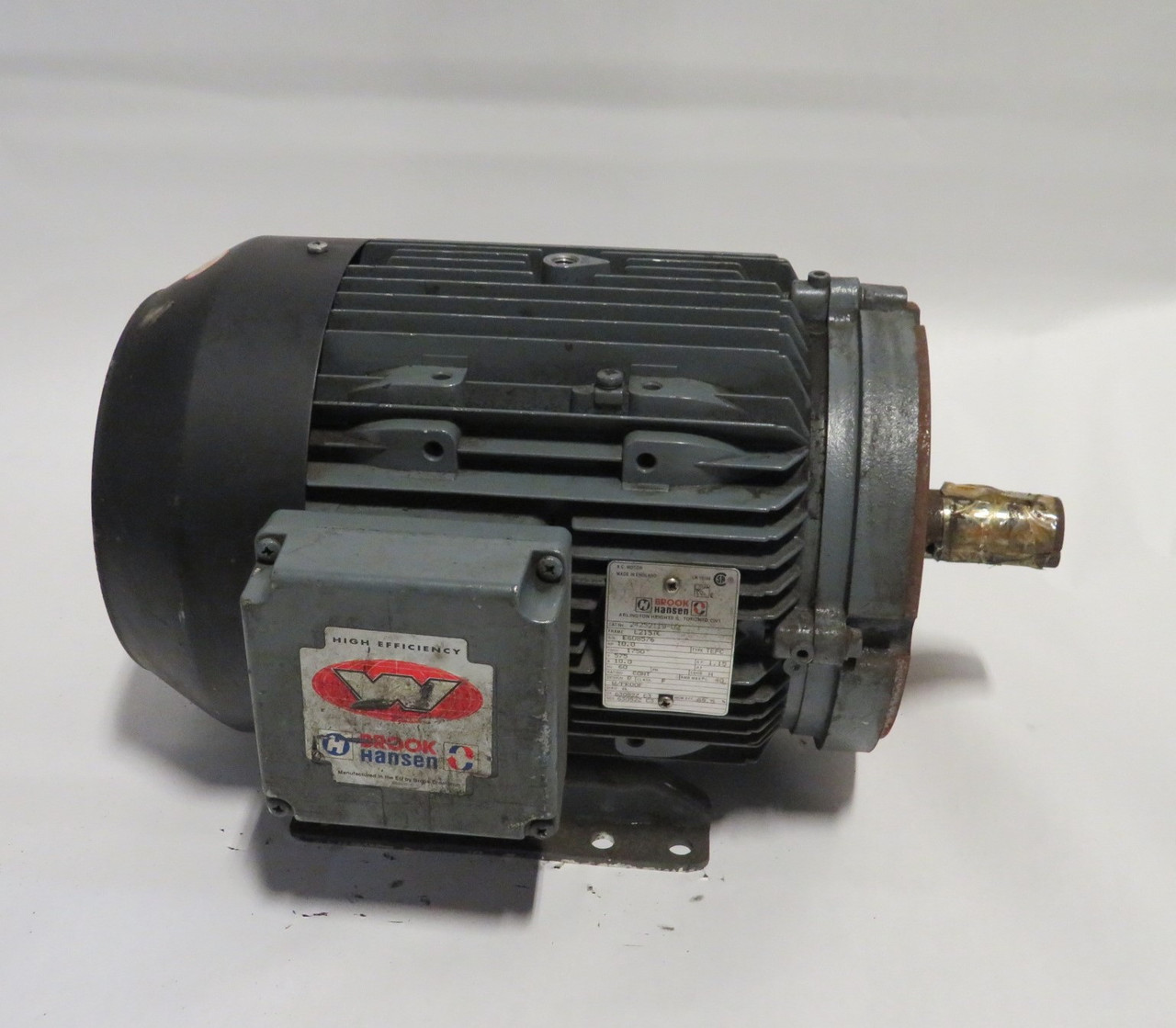 Brook Hansen 2425211W-02 Motor 10HP 1750RPM 575V E215TC TEFC 10A 60HZ USED