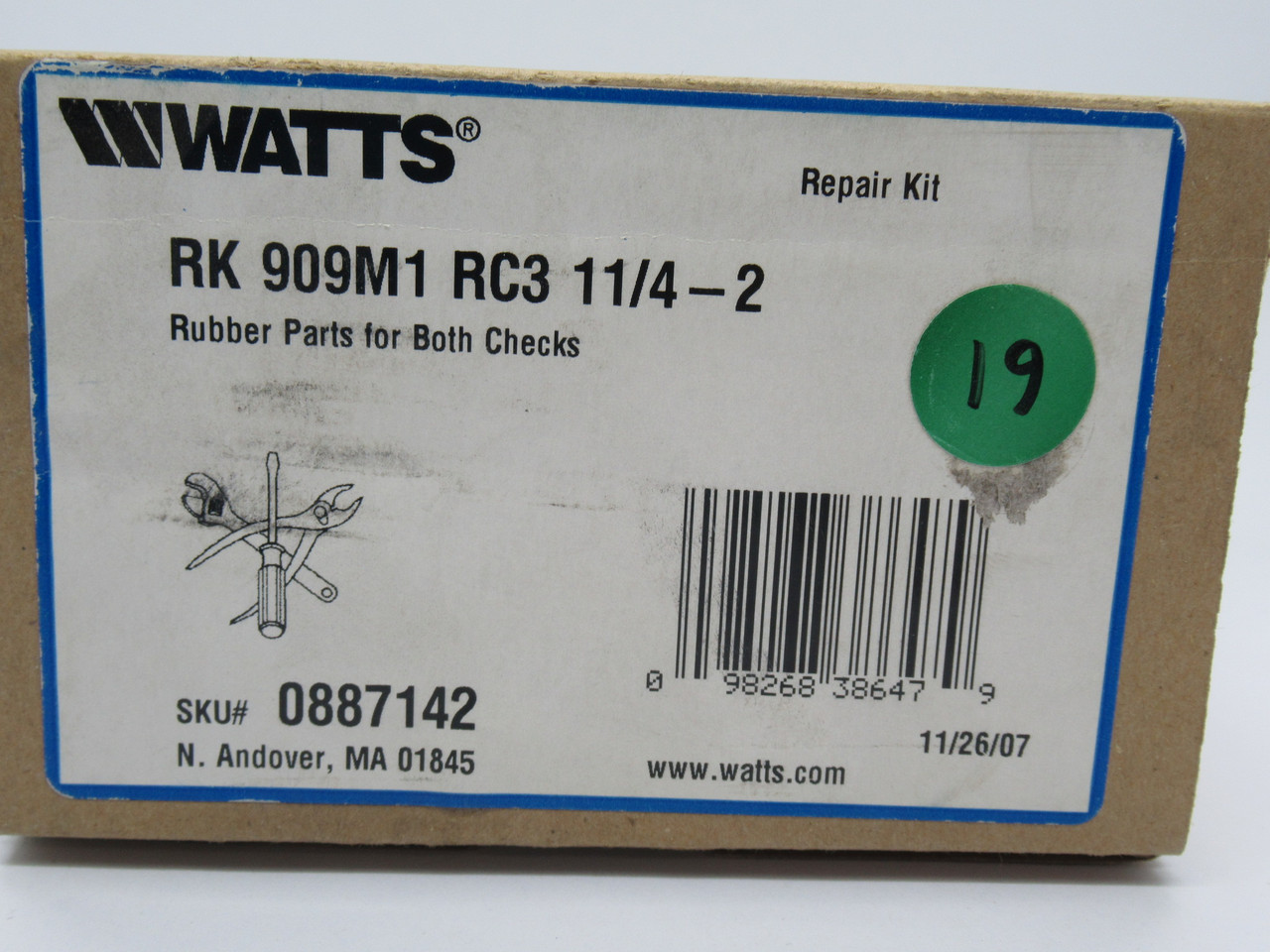 Watts RK909M1-RC3-1-1/4-2 Rubber Parts Repair Kit For First & Second Check NEW