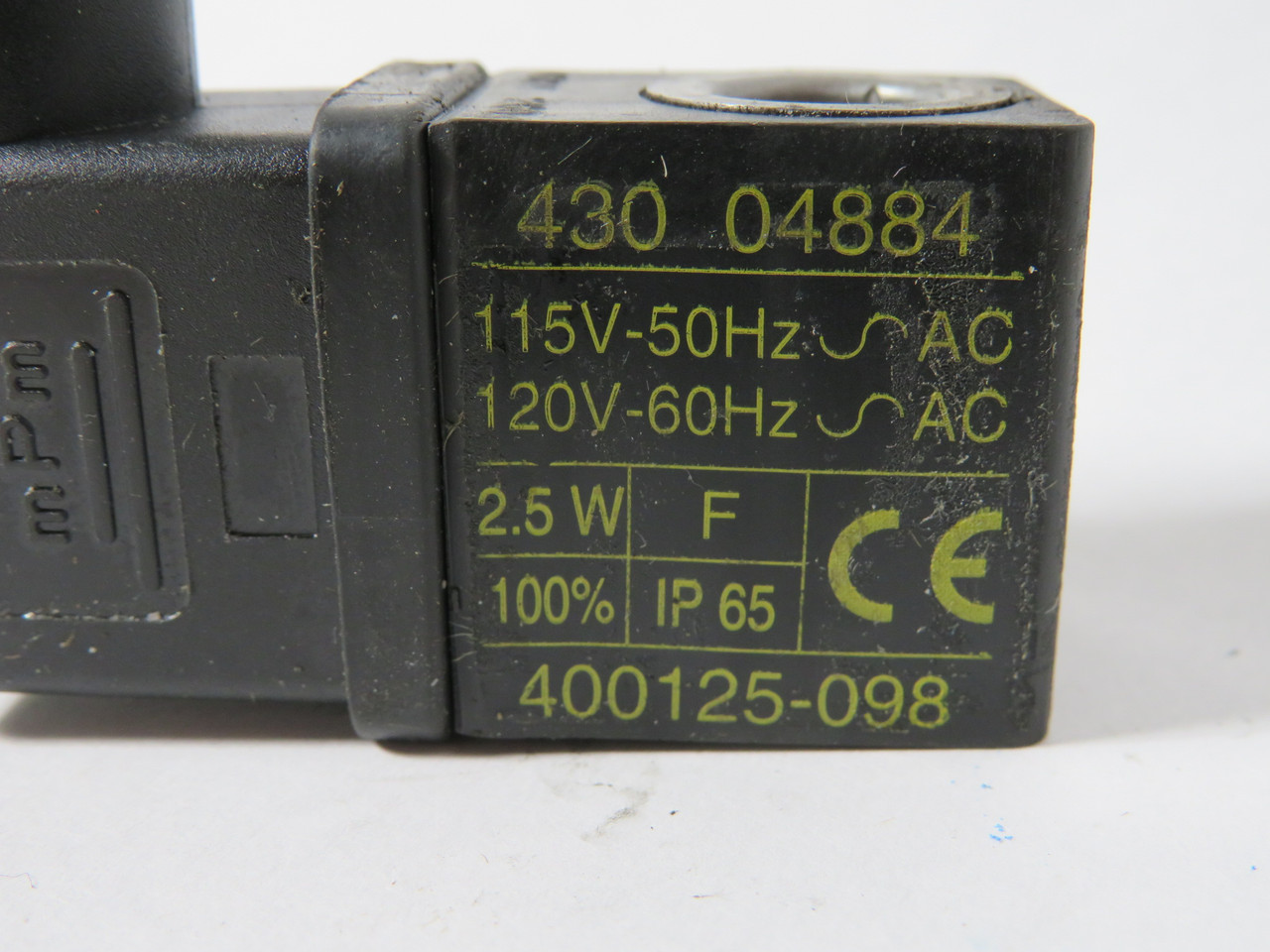 Asco 43004884 Solenoid Coil w/Connector 115VAC 50Hz 120VAC 60Hz 2.5W 100% USED