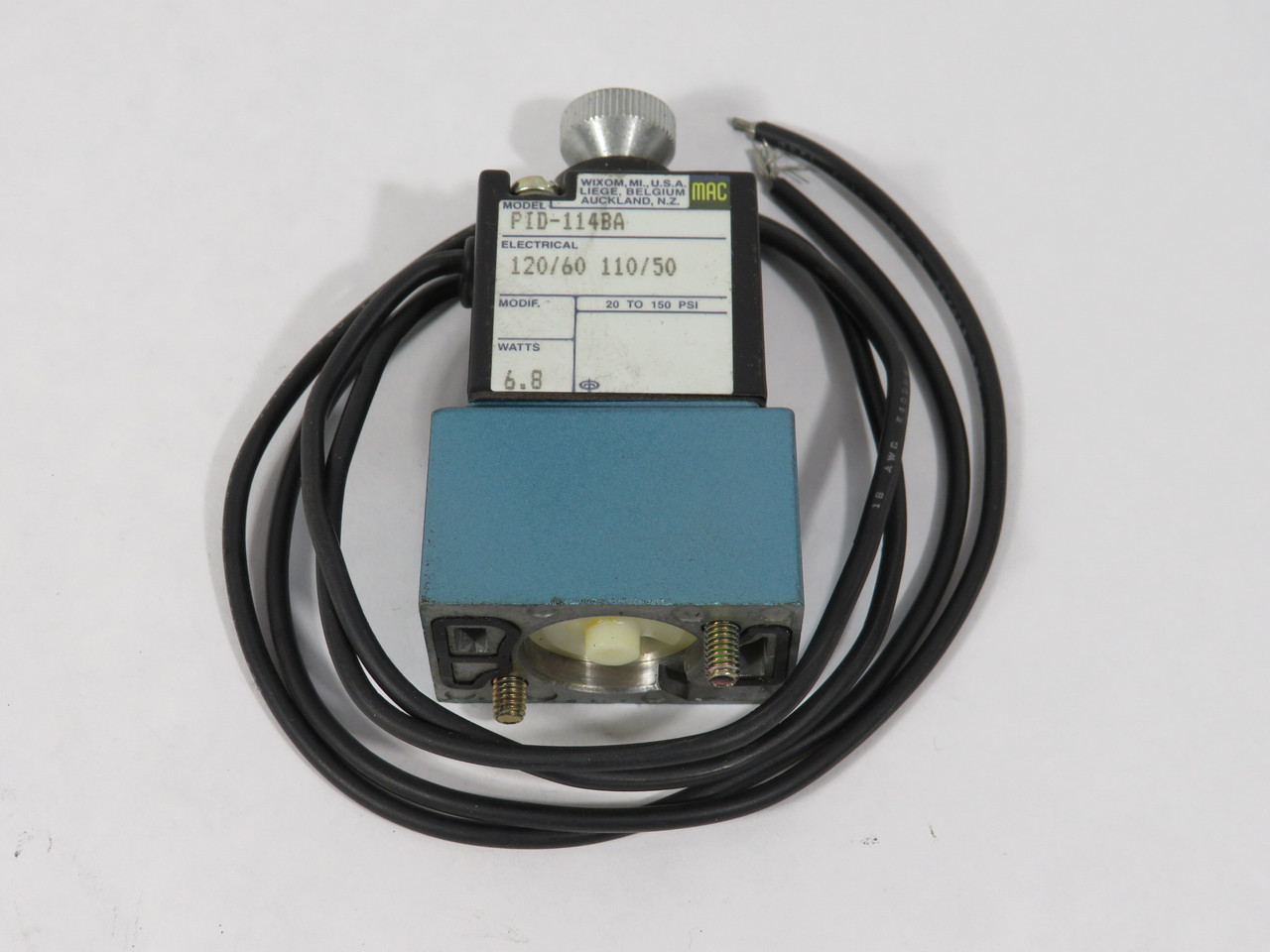 MAC PID-114BA Solenoid Valve 120V/60Hz 110V/50Hz 6.8W 20-150 psi NWB
