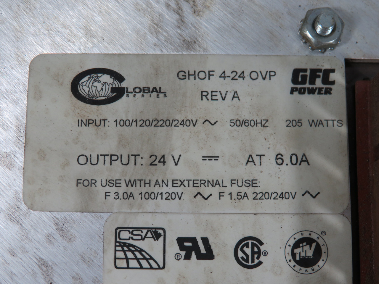 GFC Power GHOF-4-24OVP Power Supply 24VDC Output USED