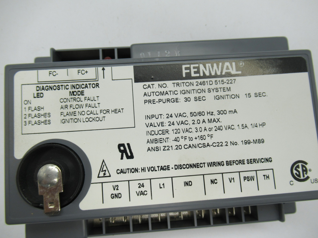 Fenwal 2461D515-227 Automatic Ignition System 24VAC 50-60HZ 300mA NEW
