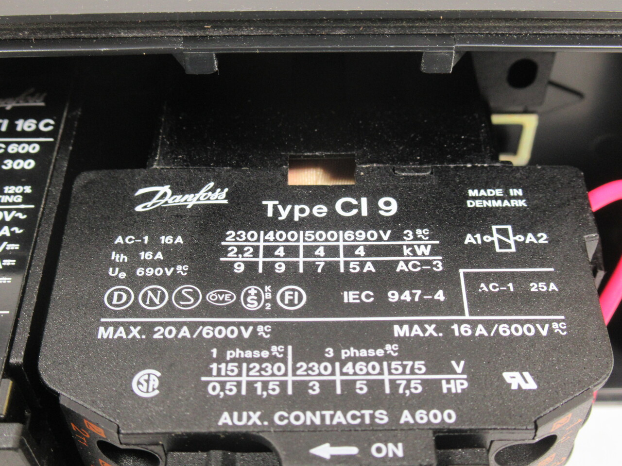 Danfoss DOL Starter CI 9 92/110V 50/60Hz 4.0-6.2A Start/Stop/Reset WEAR NOP
