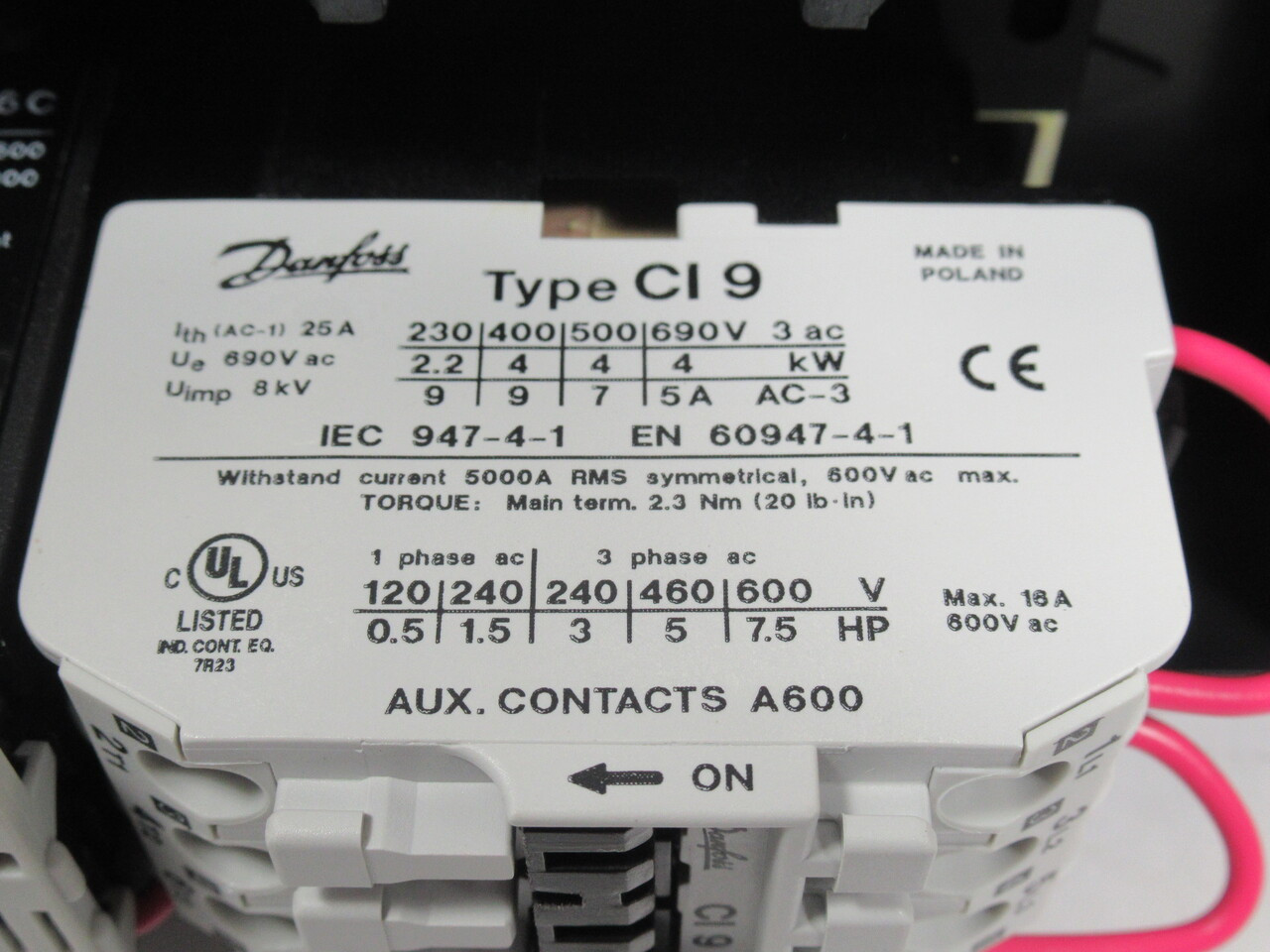 Danfoss DOL Starter CI 9 500/600V 50/60Hz 6.0-9.2A Start/Stop/Reset WEAR NOP