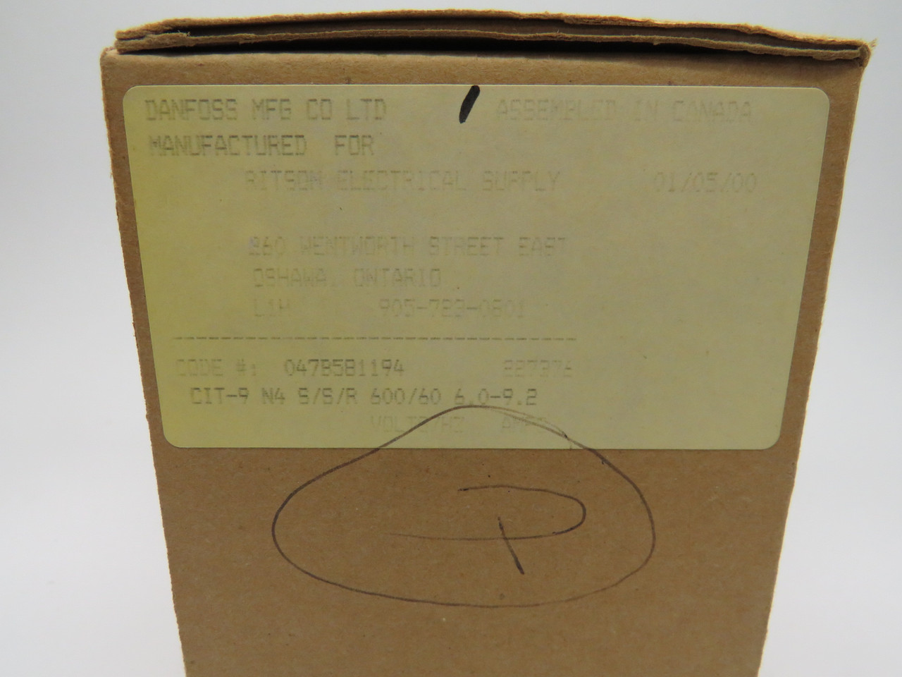 Danfoss 047B581194 Motor Starter CIT9 600V 60Hz 6.0-9.2A NEW