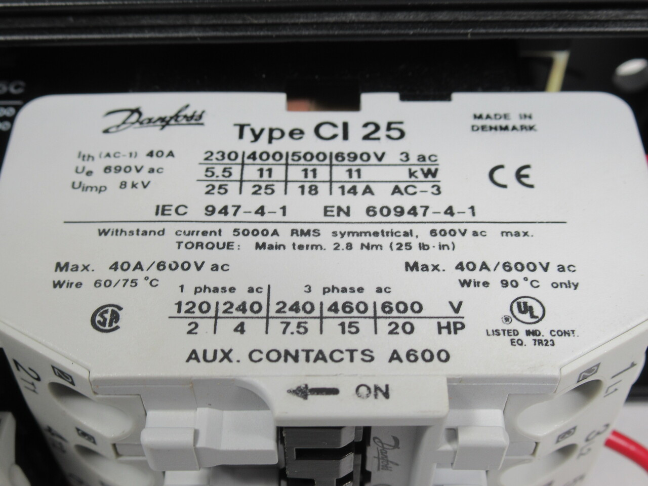Danfoss DOL Starter CI 25 208-230V 50/60Hz 19-25A Start/Stop/Reset Metal DMG NOP