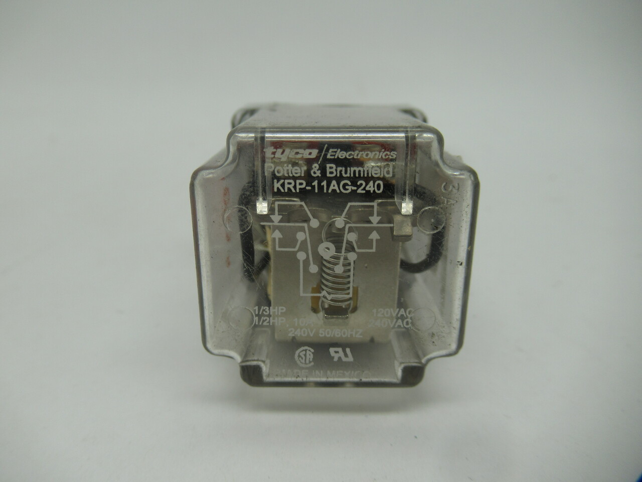 Potter & Brumfield KRP-11AG-240 Relay 240V 50/60Hz Coil 120VAC 10A 8-Pin USED