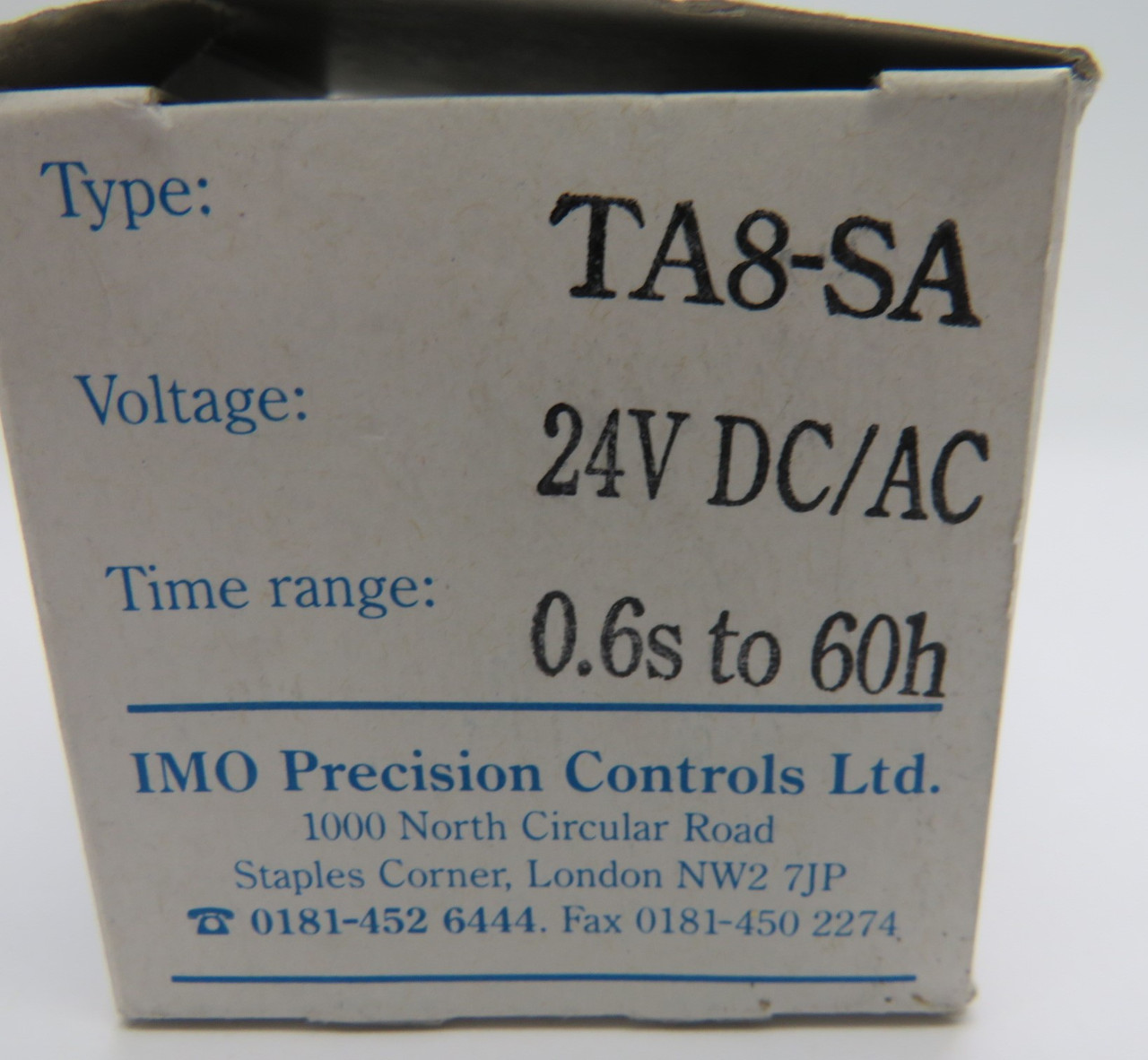 IMO TA8-SA On Delay Timer 24V DC/AC 50/60Hz 0.6S-60H NEW