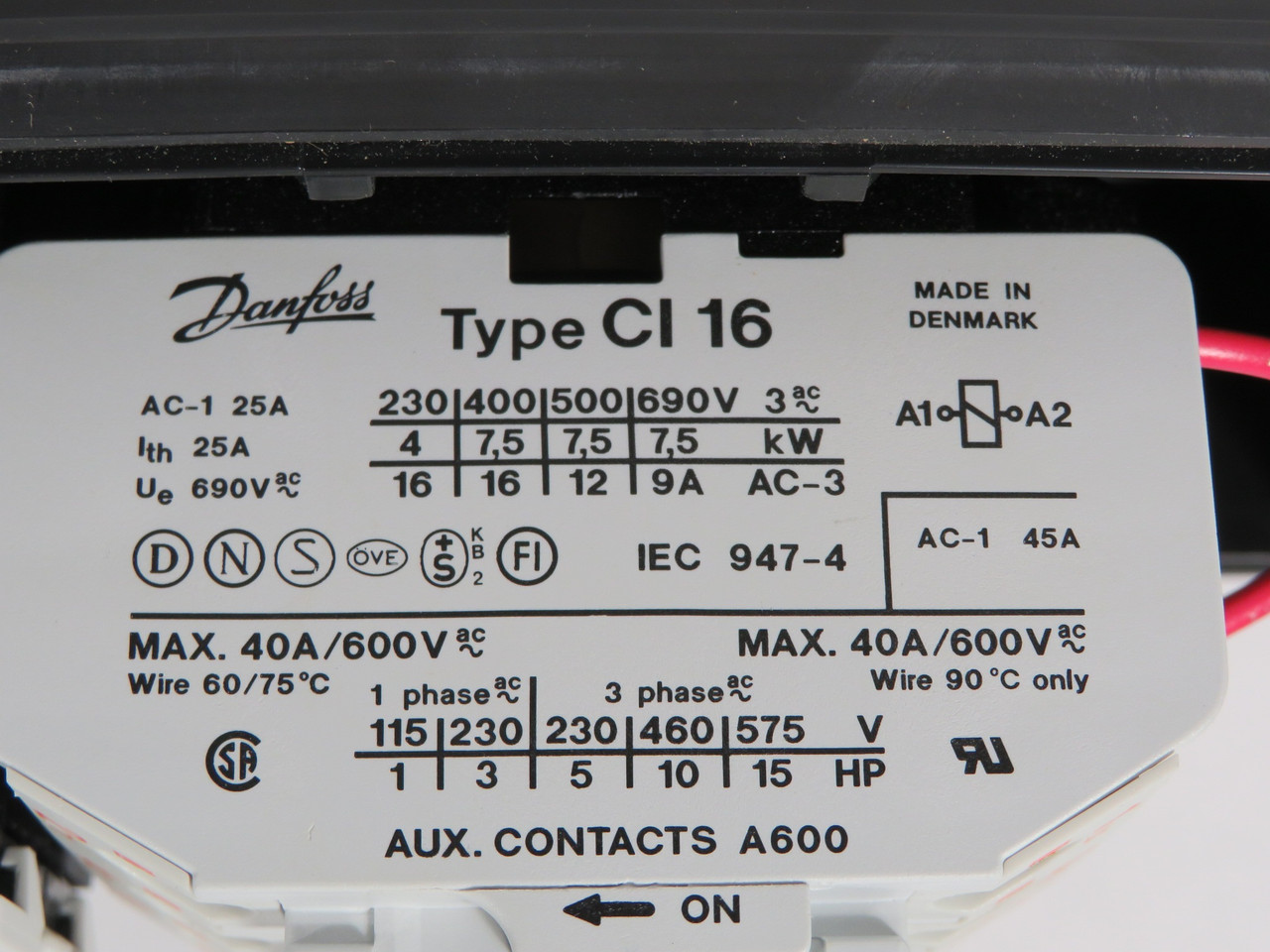 Danfoss 047B580429 Motor Starter CIT16 220V 60Hz 11-16A COS DMG NEW