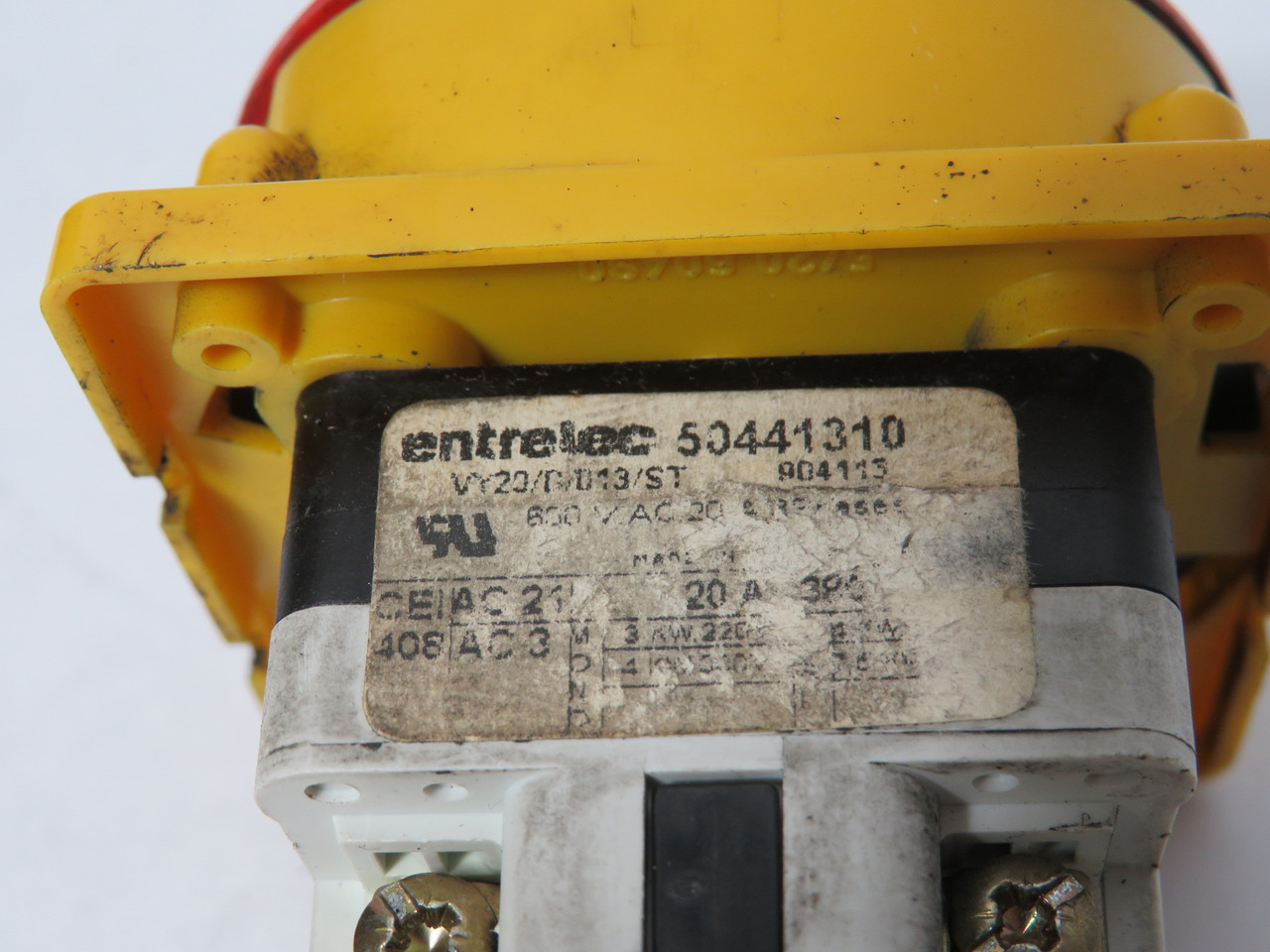 Entrelec VY20/D/013/ST 50441310 Cam Selector Switch 20A 600VAC 3P 3Ph USED