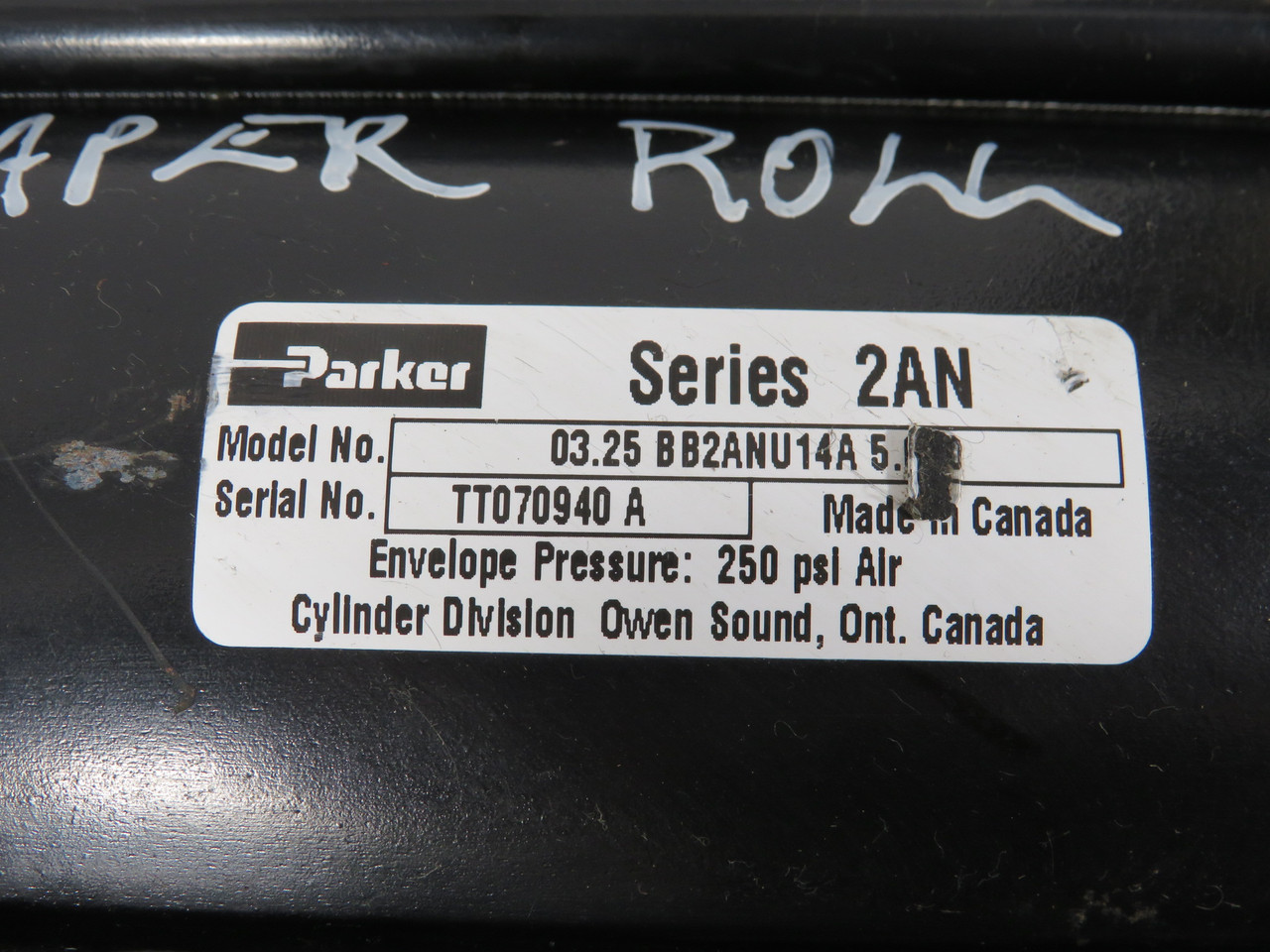 Parker 03.25BB2ANU14A5.000 Air Cylinder 3.25" Bore 5" Stroke 250 psi USED