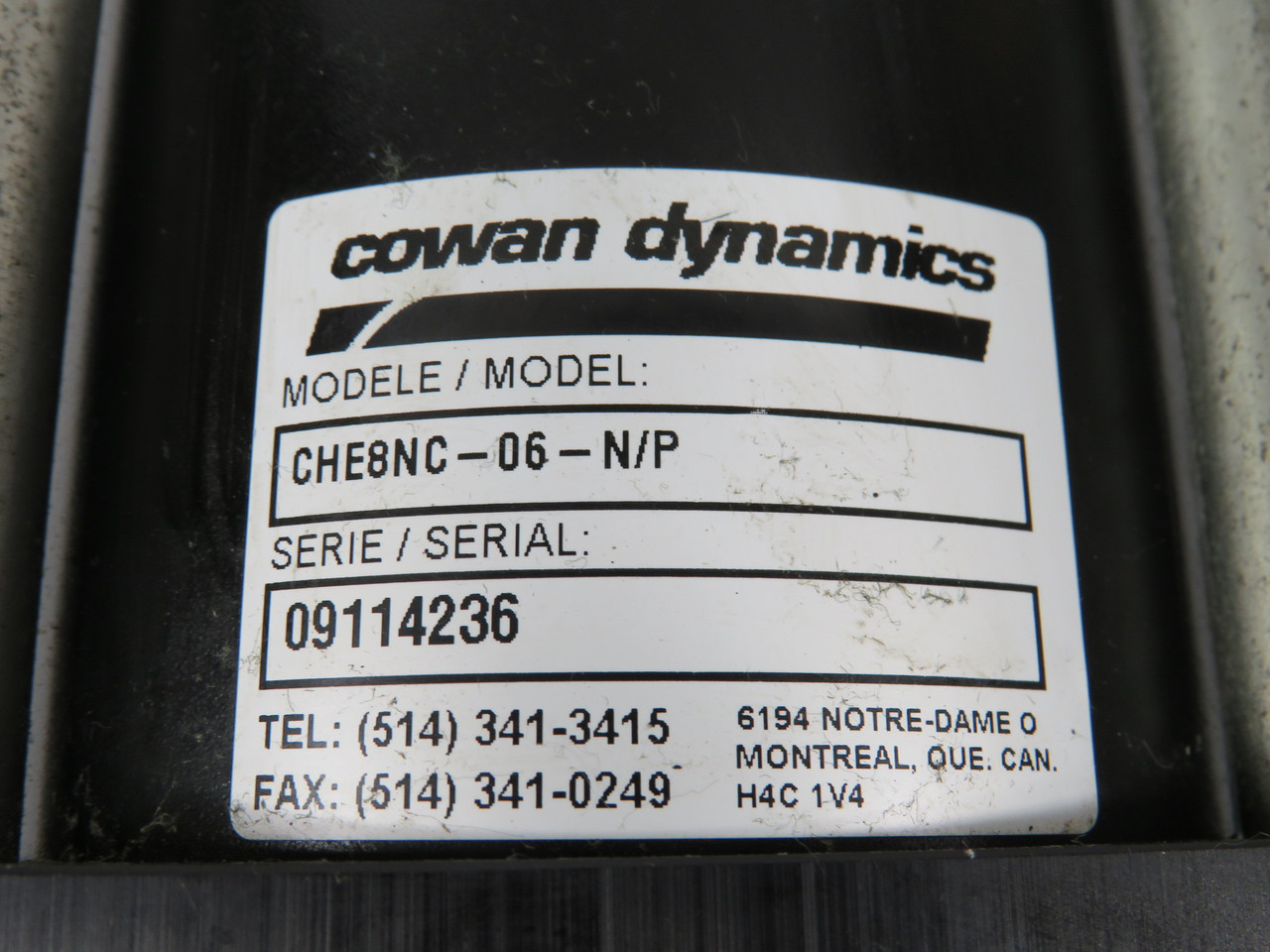 Cowan Dynamics CHE8NC-06-N/P Cylinder 4” Bore 1” Rod 6” Stroke SHELF WEAR NOP