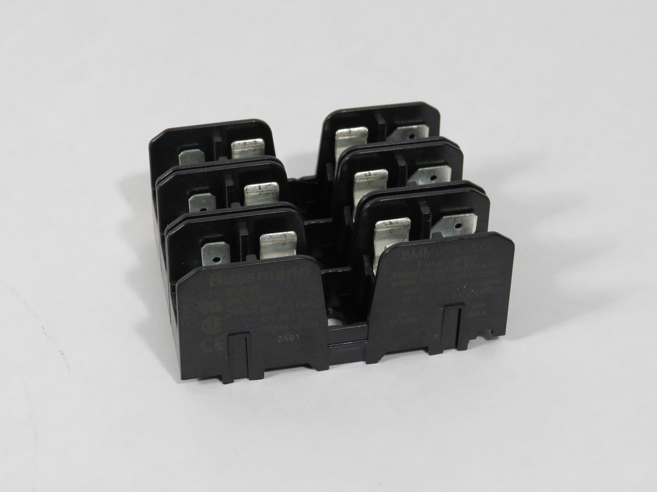 Eaton Bussmann BMM603-3SQ Fuse Block 30A 600V 3-Pole USED