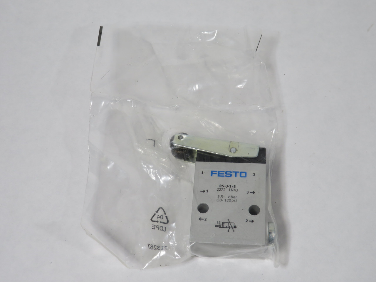 Festo 2272 RS-3-1/8 Roller Lever Valve G1/8 3.5-8 bar 50-120 psi OPEN BAG NWB