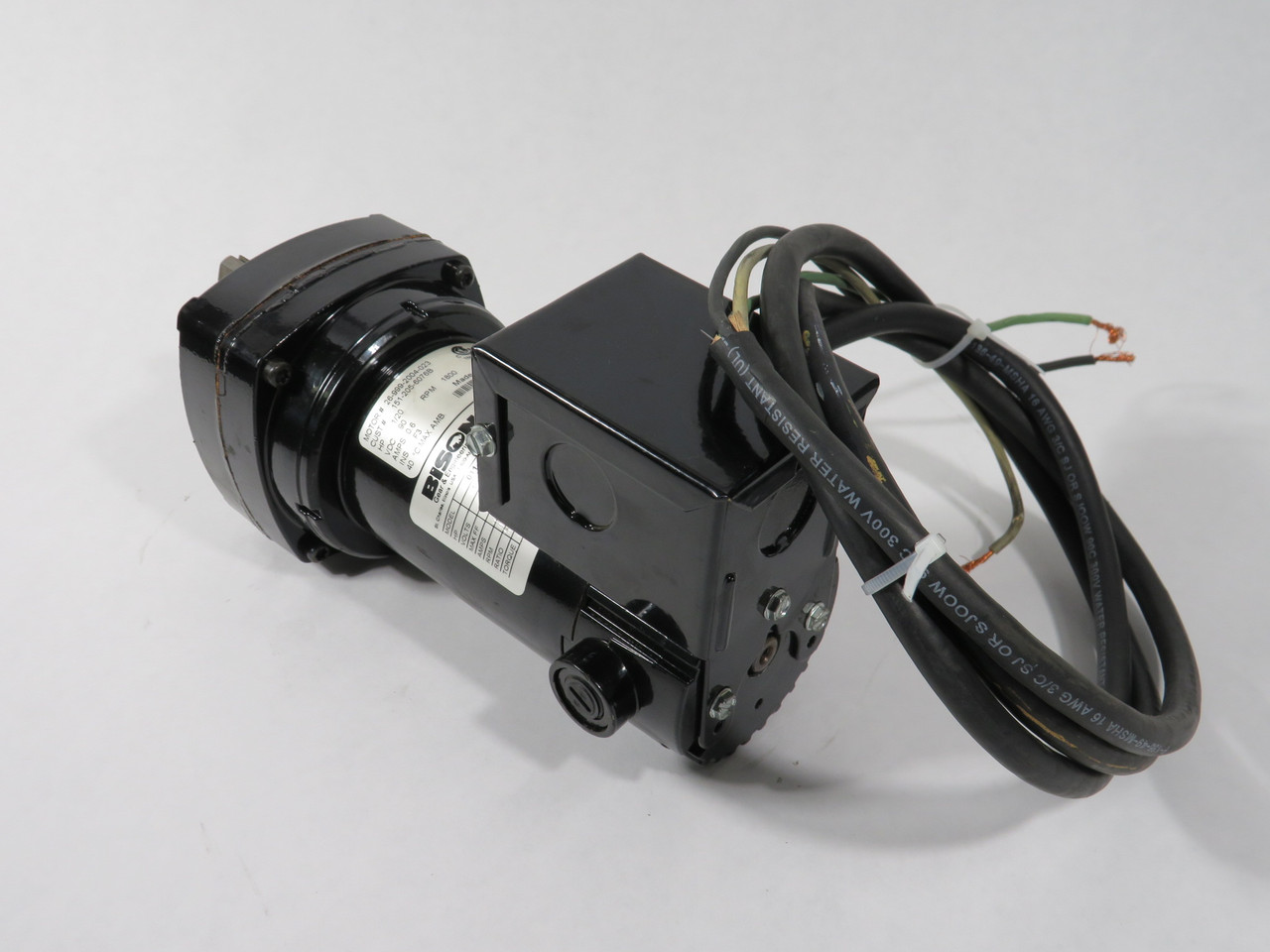 Bison 011-190-0007 DC Gearmotor 6.7:1 11 in-lbs 1/20HP 269RPM 90VDC 0.62A USED