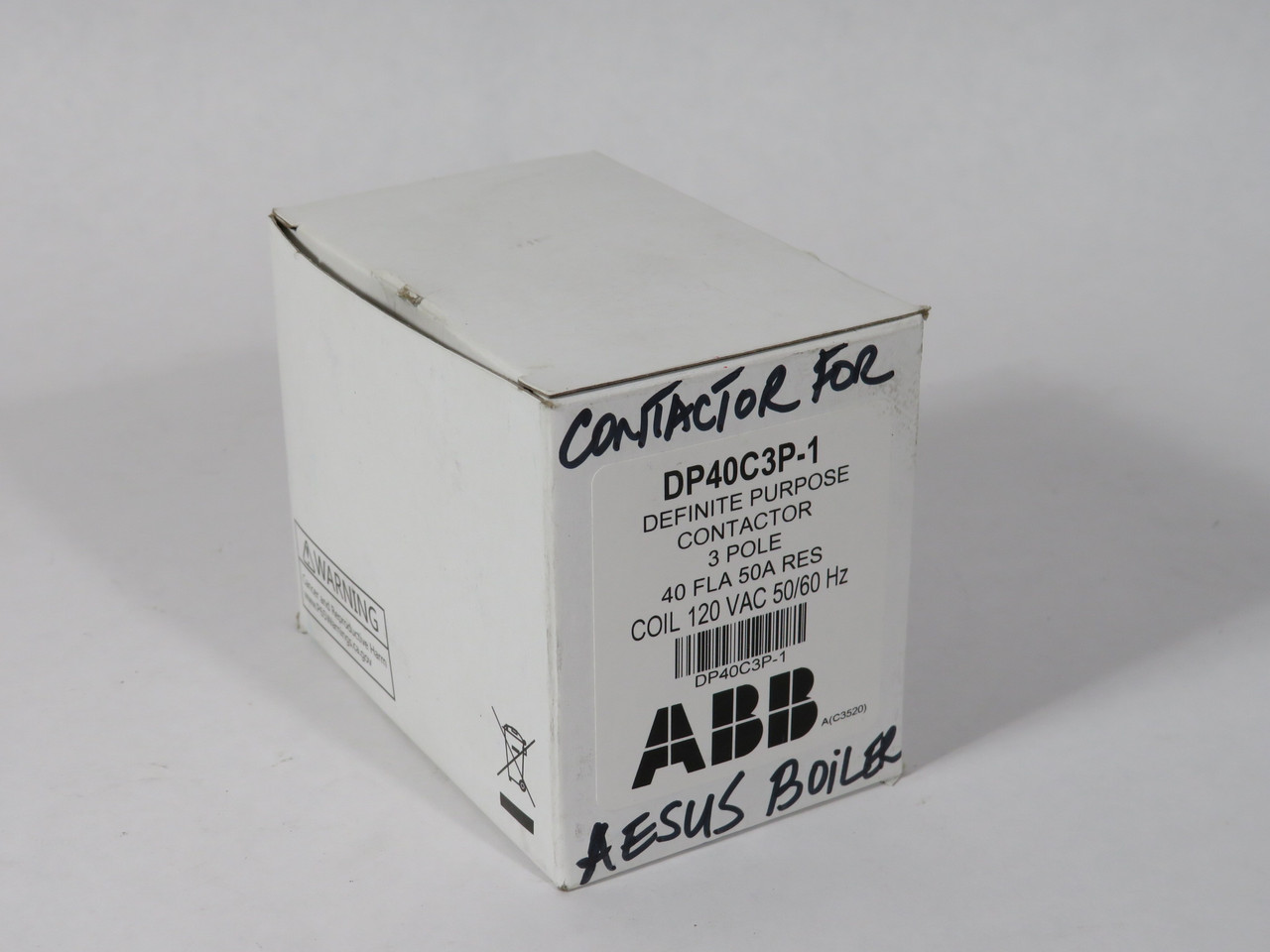 ABB DP40C3P-1 Definite Purpose Contactor 3-Pole 40A 120VAC 50/60Hz NEW