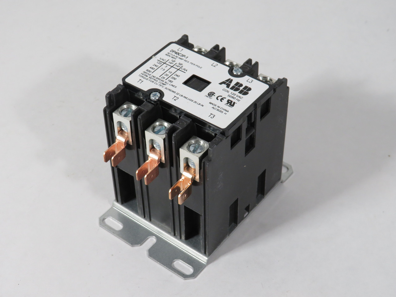 ABB DP40C3P-1 Definite Purpose Contactor 3-Pole 40A 120VAC 50/60Hz NEW