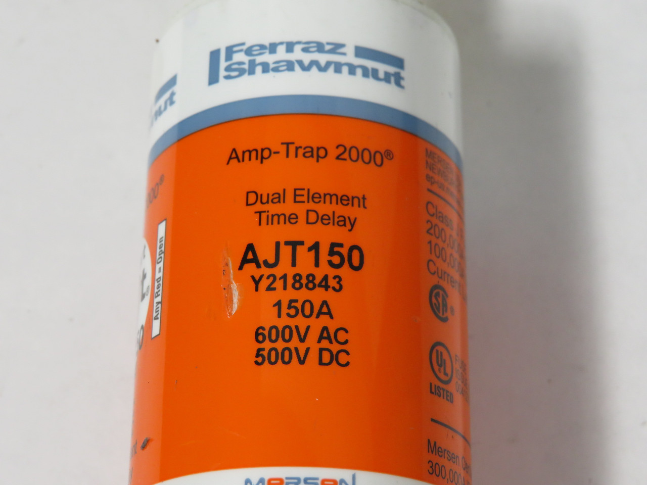 Mersen Amp-Trap AJT150 Indicating Time-Delay Fuse 150A 600VAC 500VDC USED