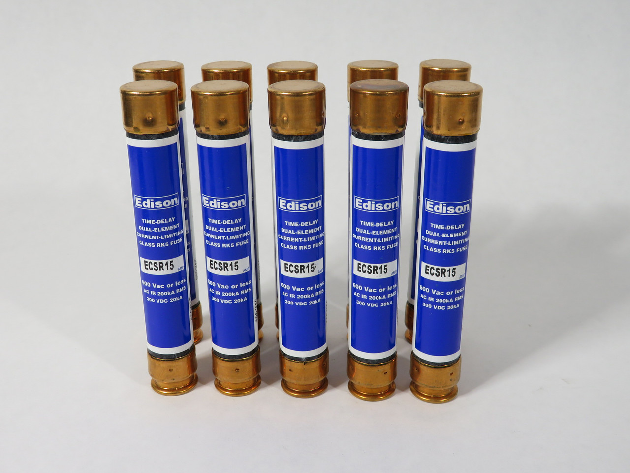 Edison ECSR15 Time-Delay Current-Limiting Fuse 15A 600VAC 300VDC 10-Pack NEW