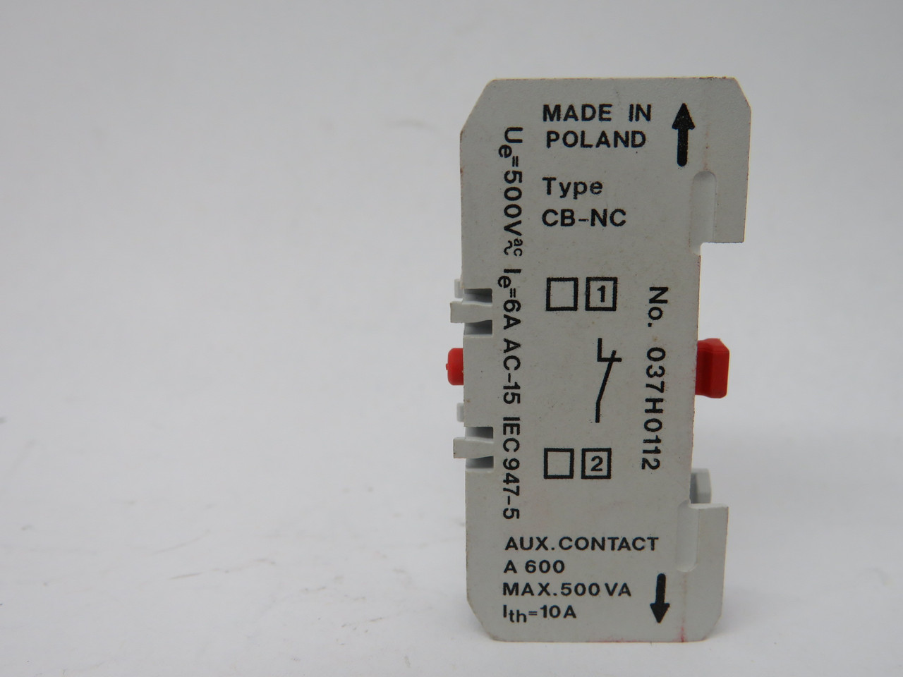 Danfoss 037H0112 Auxiliary Contact Block CB-NC 600V 500VA 10A WHITE NOP