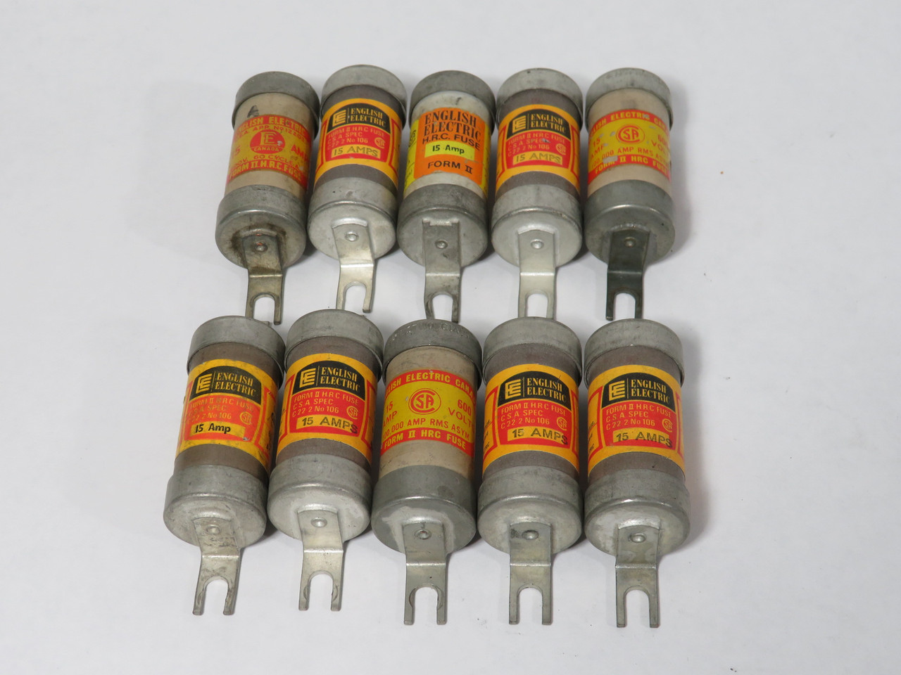 English Electric CIA-15 Open Hole Bolt On Fuse 15A 600V Lot of 10 USED