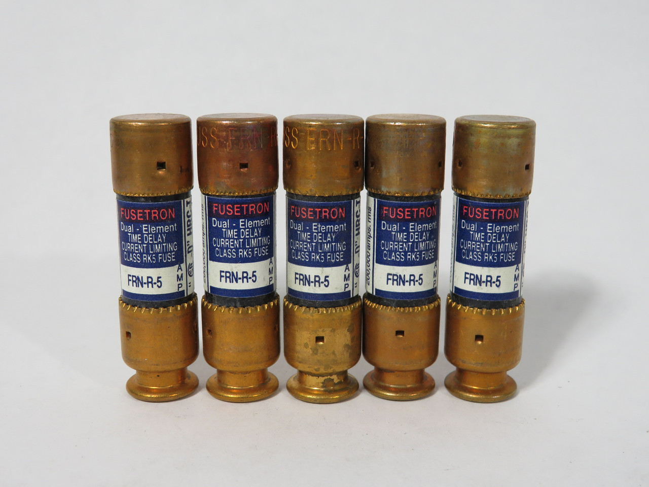 Bussmann Fusetron FRN-R-5 Time-Delay Fuse 5A 250V Lot of 5 BOX DAMAGE NEW