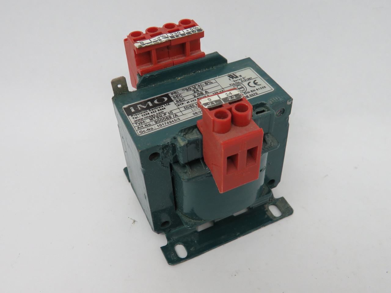 IMO 900069/A MTSN-P50 Transformer 50VA Pri. 230V +/- 5% Sec. 24V 2.08A USED