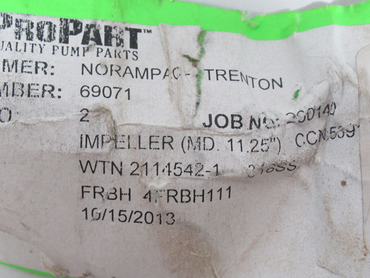 Worthington 2114542-1 4-Vane Impeller 11.25" Diameter 4FRBH111 NOP