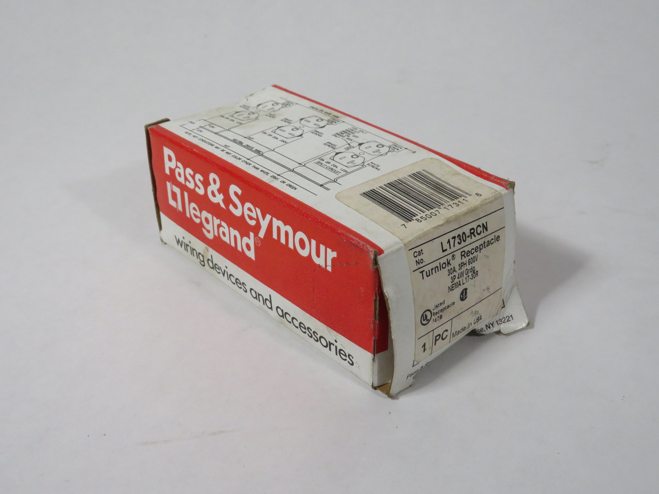 Pass & Seymour L1730-RCN Turnlok Receptacle 30A 600V 4W 3P NEMA L17-30R NEW