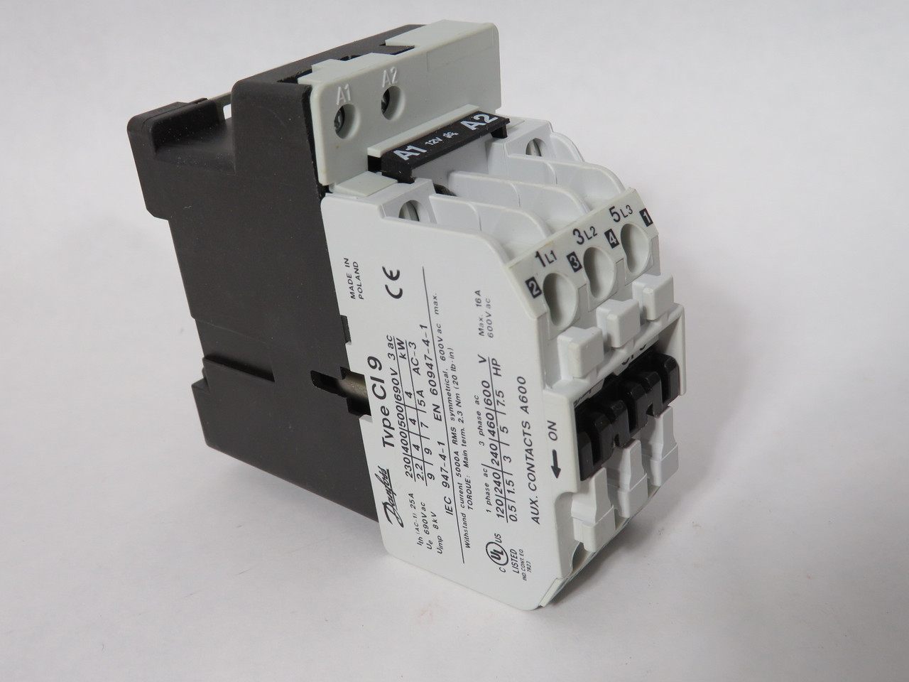 Danfoss 037H8001-66 CI9 Contactor 12VDC 9A 4kW 3NO 3 Pole NEW