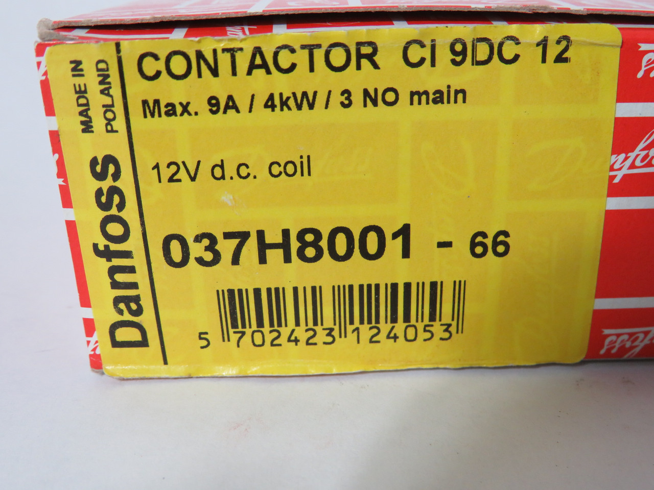 Danfoss 037H8001-66 CI9 Contactor 12VDC 9A 4kW 3NO 3 Pole NEW