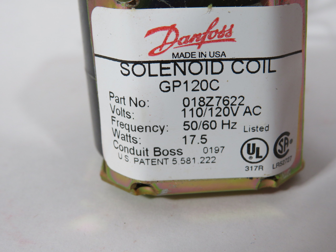 Danfoss 018Z7622 GP120C Solenoid Coil 110/120VAC 50/60Hz 17.5W NEW