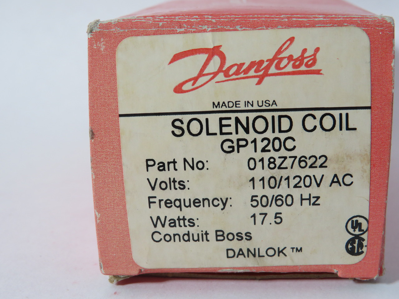 Danfoss 018Z7622 GP120C Solenoid Coil 110/120VAC 50/60Hz 17.5W NEW