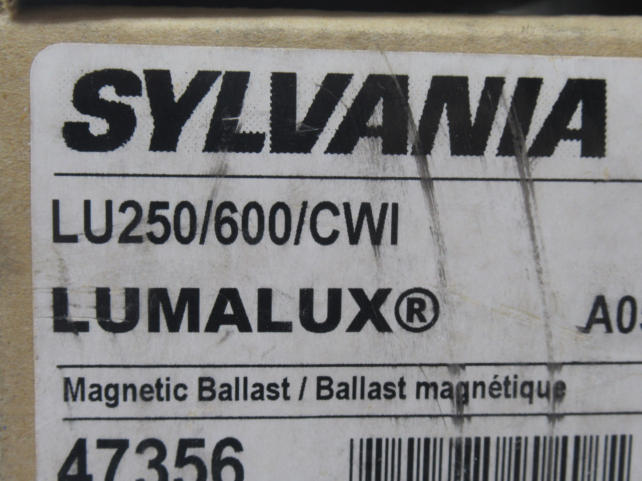 Sylvania LU250/600/CWI Lumalux A05 Magnetic Ballast 250W 600V DMG BOX ! NEW !
