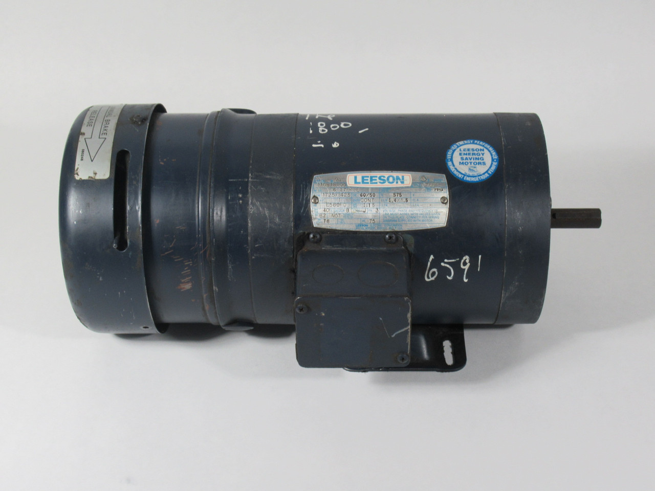Leeson 1HP 1725/1425RPM 575V E56CFC TEFC 3Ph 1.4/1.5A 60Hz USED