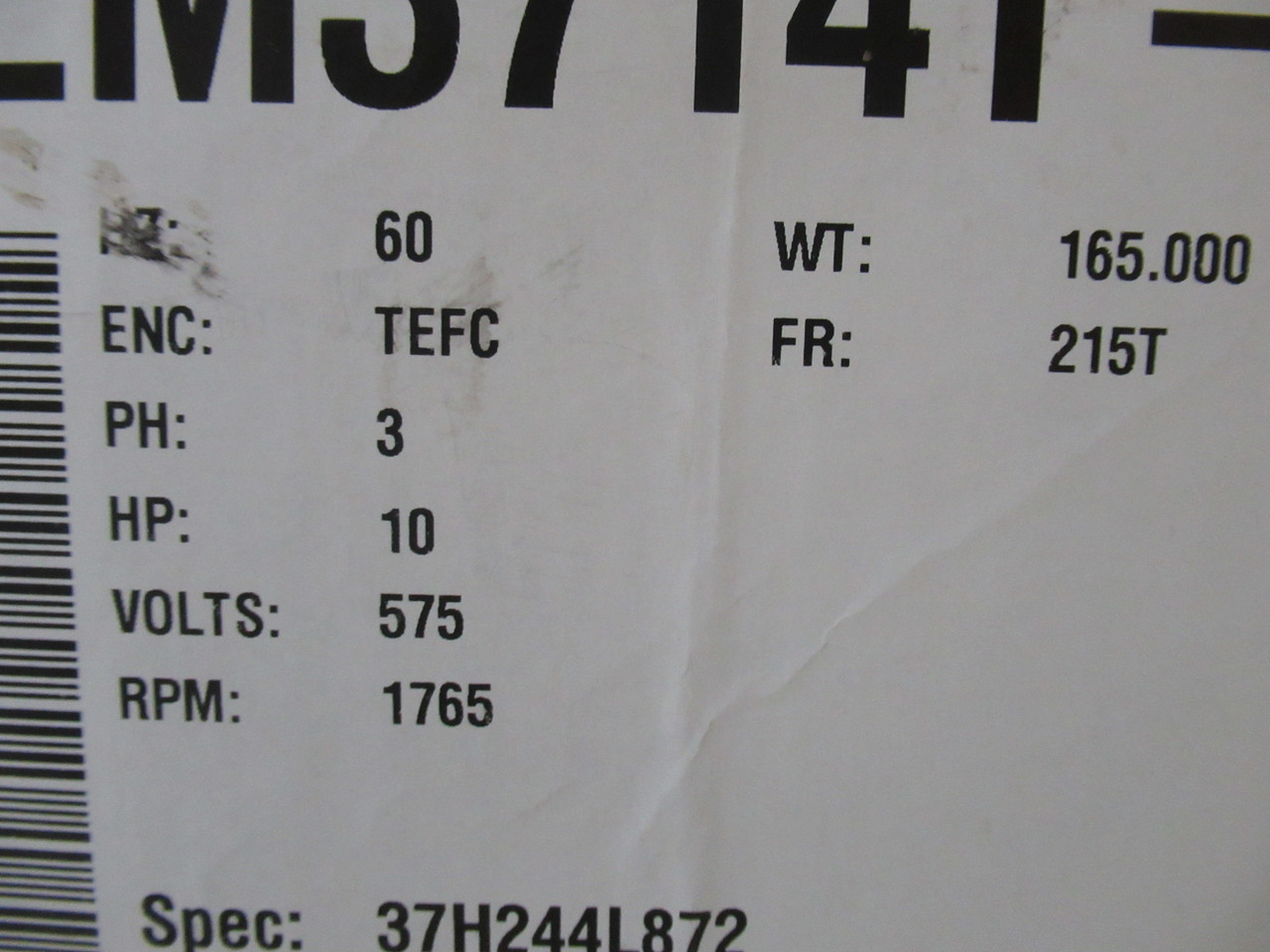 Baldor Reliance 10HP 1765RPM 575V 215T TEFC 3Ph 9.8A 60Hz BOX DAMAGE NEW