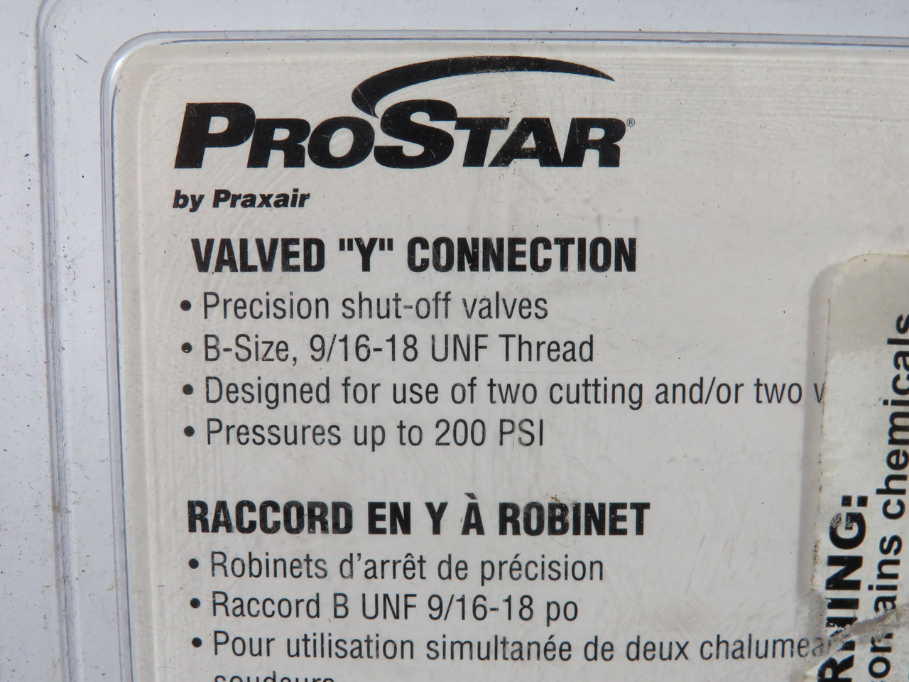 ProStar PRS27100 Valve Y Connection Oxygen RH 200 psig 9/16"-18 NEW