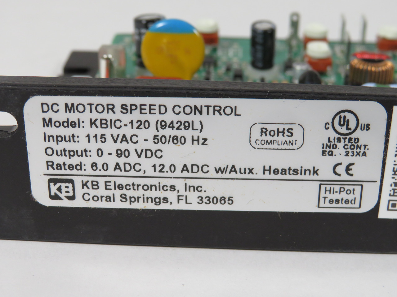 KB Electronics KBIC-120 9429L DC Motor Control 1/100-1/2HP 115V 6ADC 9AAC NEW