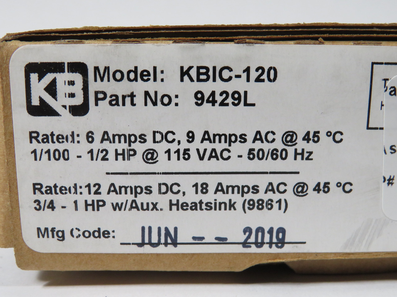 KB Electronics KBIC-120 9429L DC Motor Control 1/100-1/2HP 115V 6ADC 9AAC NEW