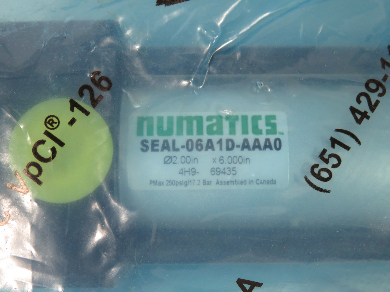 Numatics SEAL-06A1D-AAA0 Pneumatic Cylinder 2" Bore 6" Stroke 250 psig NOP